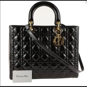 Dior black patent leather lady Tote